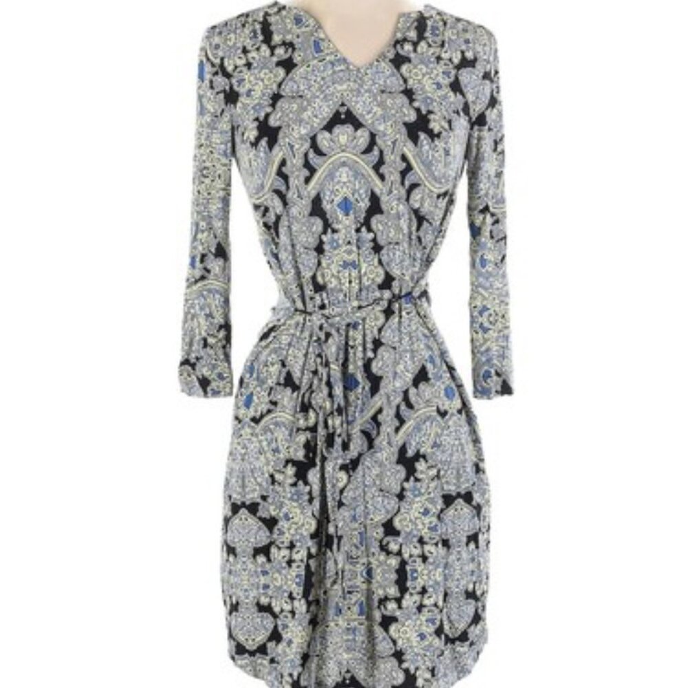 Cynthia Rowley Paisley Print Faux Wrap Dress with 3/4 Sleeves